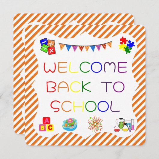 Begrüßungsschüler kehren zur Schulkarte zurück Dankeskarte (Vorne/Hinten)