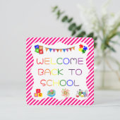 Begrüßungsschüler kehren zur Schulkarte zurück Dankeskarte (Stehend Vorderseite)