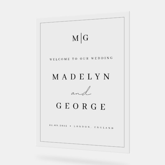 Begrüßungssignatur Minimalistisch Acrylschild (Winkel)