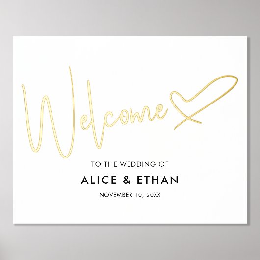 Begrüßungssignatur-Script-Herz Foliendrucke (Vorderseite)