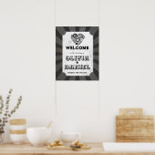 Begrüßungssignatur Steampunk Wedding Hearts Cogs Poster (Küche)