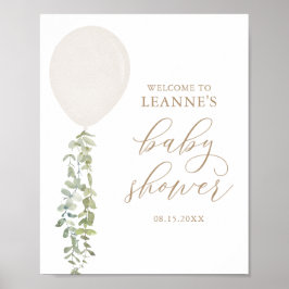 Begrüßungssignatur Weißer Ballon Eucalyptus Baby D Poster