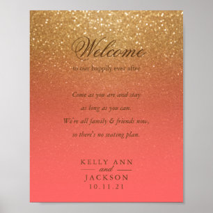 Begrüßungssitze - Glitzer aus Korallen und Gold Poster