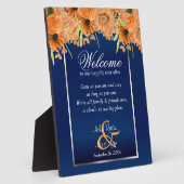 Begrüßungssitze - Orangefarbene Blume/Navy Blue Fotoplatte (Seite)