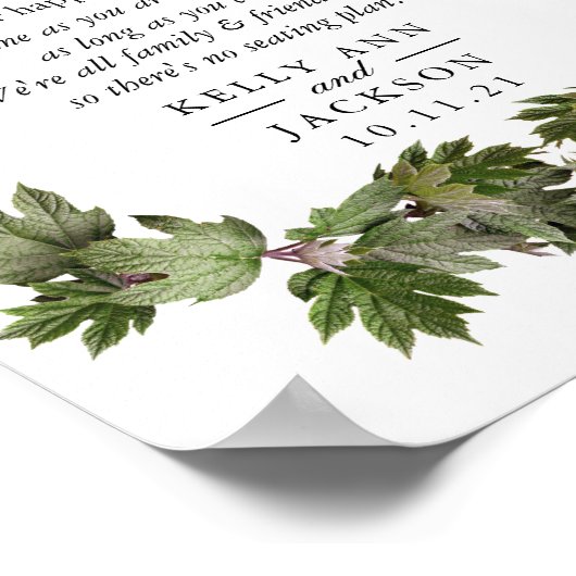 Begrüßungssitze - Trendgrüne Leaf-Swags Poster (Ecke)