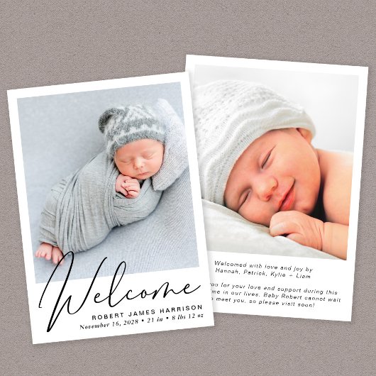 Begrüßungsskript-Foto Birth Ankündigung