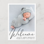Begrüßungsskript-Foto Birth Ankündigungspostkarte (Vorderseite)