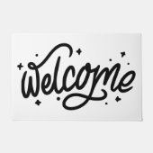 Begrüßungsskript mit Schwarzweiß-Handschrift Fußmatte (Vorderseite)