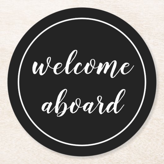 Begrüßungsskript Runder Pappuntersetzer (Vorderseite)