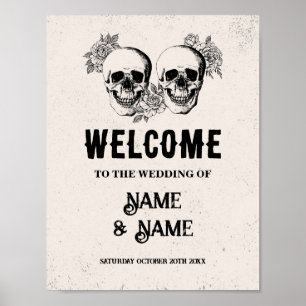 Begrüßungsskull Rustikale Halloween-Begleitheirat- Poster
