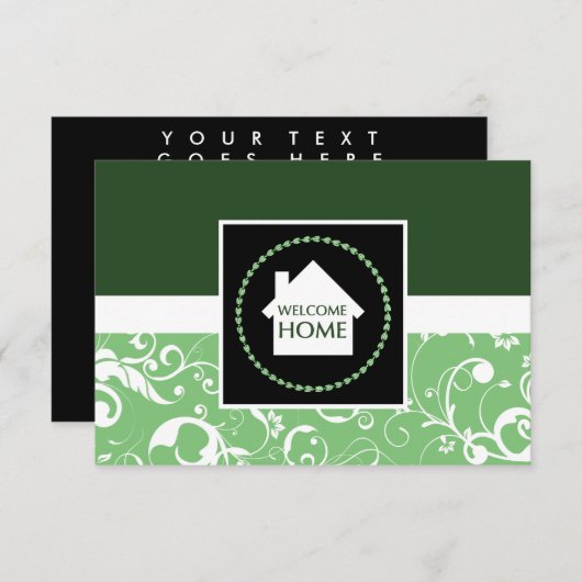 Begrüßungsstaube Zuhause grün Einladung (Vorne/Hinten)