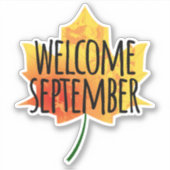 Begrüßungssticker für September Aufkleber (Vorderseite)
