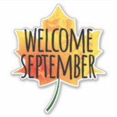 Begrüßungssticker für September Aufkleber (Vorderseite)