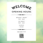 Begrüßungsstunden mit QR Code Black auf Weiß Fensteraufkleber (Blatt 3)