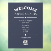 Begrüßungsstunden mit QR Code Weiß auf Grau Fensteraufkleber (Blatt 3)