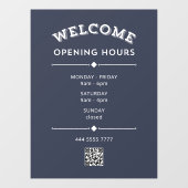 Begrüßungsstunden mit QR Code Weiß auf Grau Fensteraufkleber (Blatt)