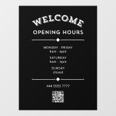 Begrüßungsstunden mit QR Code Weiß auf schwarz Fensteraufkleber (Blatt)