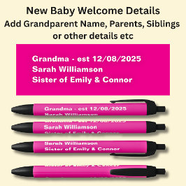 Begrüßungstablett für Baby, Namen und Details hinz Kugelschreiber
