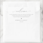 Begrüßungstablett Rechteckiger Aufkleber<br><div class="desc">Elegantes und modernes Begrüßungsgeschirr. Template stellt Zeilen für Ihre Nachricht,  Namen und Ereignisdatum in grauer Farbe bereit.</div>