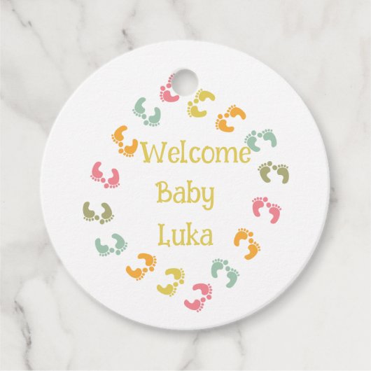 Begrüßungstags für Babyfütterung personalisieren Geschenkanhänger (Vorderseite)