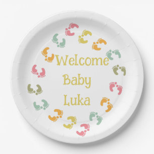Begrüßungstags für Babyfütterung personalisieren Pappteller