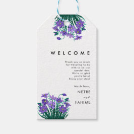 Begrüßungstags für Blume und Weißleder Geschenkanhänger