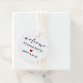 Begrüßungstags für Hotelgäste, rot Geschenkanhänger (Beispiel)