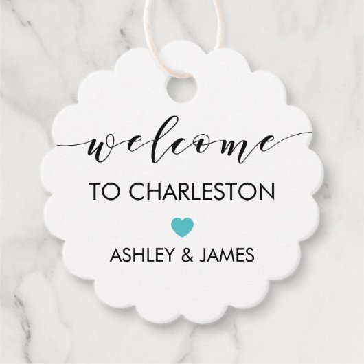 Begrüßungstags, Hotelgäste, Türkis Geschenkanhänger (Vorderseite)