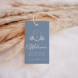 Begrüßungstags von Dusty Blue Wedding Monogram Wap Geschenkanhänger