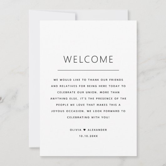 Begrüßungstasche. Zeitplan für das Wochenende Einladung (Vorderseite)