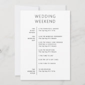 Begrüßungstasche. Zeitplan für das Wochenende Einladung (Rückseite)