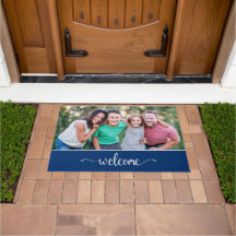 Begrüßungstext mit Familientext, blau