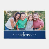 Begrüßungstext mit Familientext, blau Fußmatte (Vorderseite)