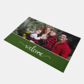 Begrüßungstext mit Familientext, grün Fußmatte (Schrägansicht)