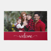 Begrüßungstext mit Familientext, Rot Fußmatte (Vorderseite)