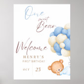 Begrüßungstiere Bärenpastel Junge 1. Geburtstag Pa Poster (Vorne)