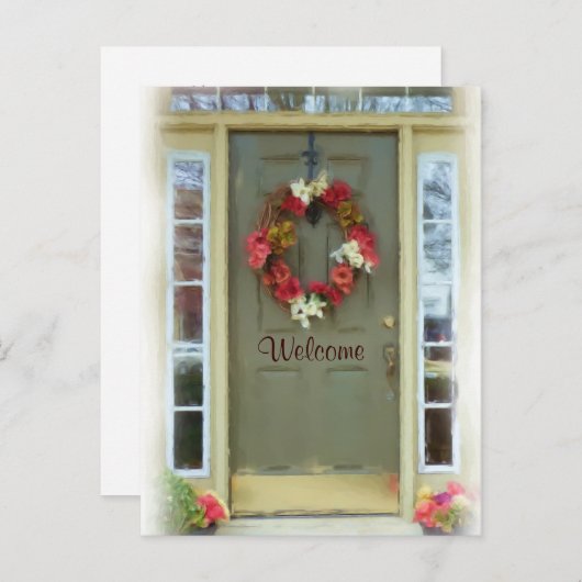 Begrüßungstür Neue Zuhause, nur verschoben Postkar Ankündigungspostkarte (Vorne/Hinten)