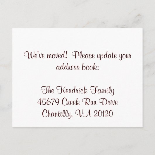 Begrüßungstür Neue Zuhause, nur verschoben Postkar Ankündigungspostkarte (Rückseite)