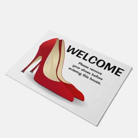 Begrüßungstürmatte Bitte entfernen Sie Ihre Schuhe Fußmatte (Schrägansicht)