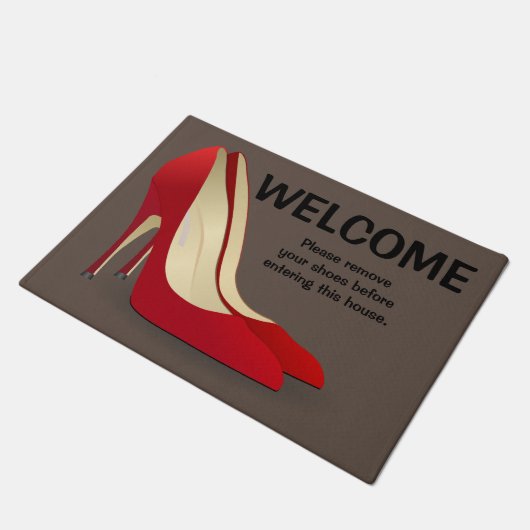 Begrüßungstürmatte Bitte entfernen Sie Ihre Schuhe Fußmatte (Schrägansicht)