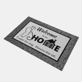 Begrüßungstürmatte - Vorsicht bei der Katze Fußmatte (Schrägansicht)