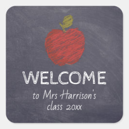 Begrüßungsunterricht Zurück zum Schullehrer Quadratischer Aufkleber