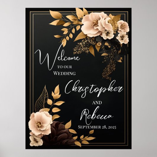 Begrüßungsunterschrift, Blumenmuster, Poster (Vorne)