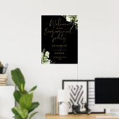 Begrüßungsunterschrift der floral Black Gold-Engag Poster (Heimbüro)