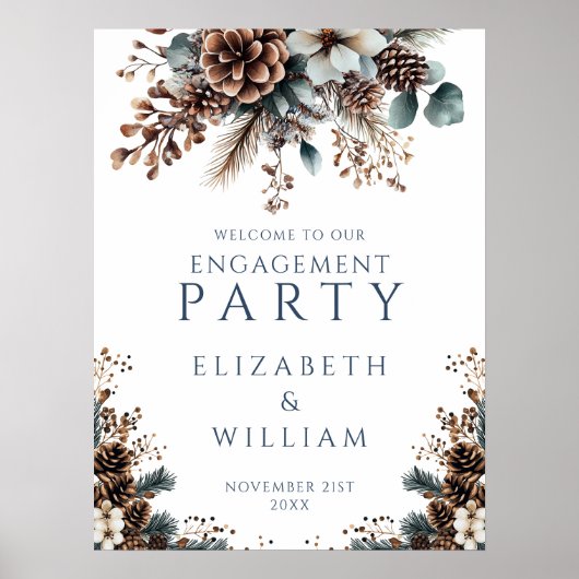 Begrüßungsunterschrift der Rustikal Forest Floral Poster (Vorne)