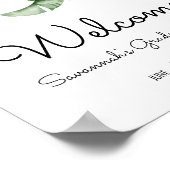 Begrüßungsunterschrift der Tropical Green Leaf Gra Poster (Ecke)
