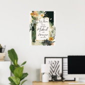 Begrüßungsunterschrift, dunkelrosa Blüte, Poster (Heimbüro)