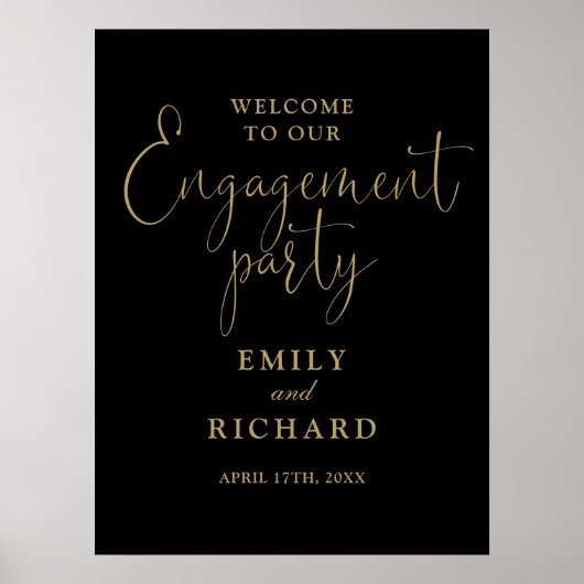 Begrüßungsunterschrift für Black and Gold Poster (Vorne)
