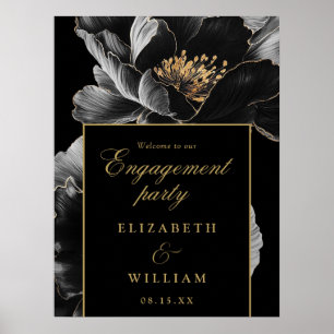 Begrüßungsunterschrift für Black Gold Floral Poster