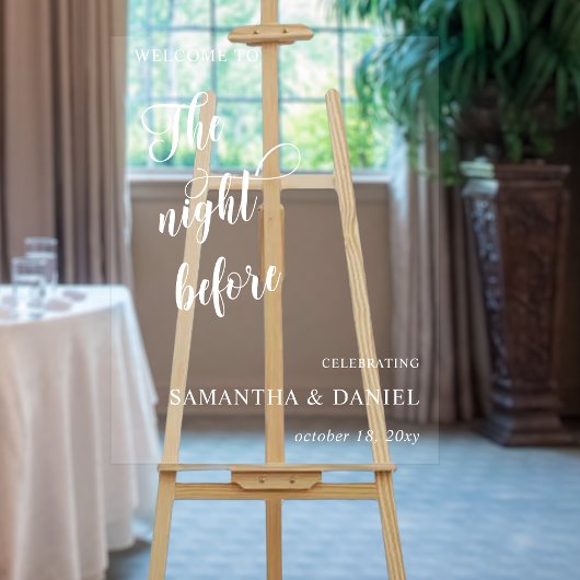 Begrüßungsunterschrift für die Nacht vor der Probe Acrylschild